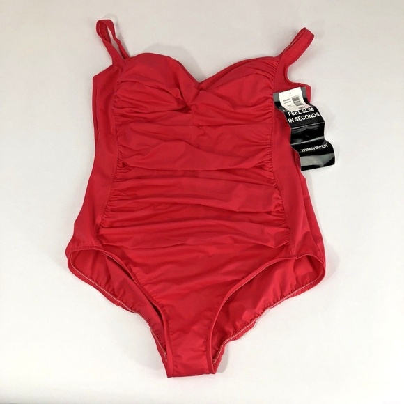 Trimshaper Other - TrimShaper Ruched Swim Suit Coral Size 18